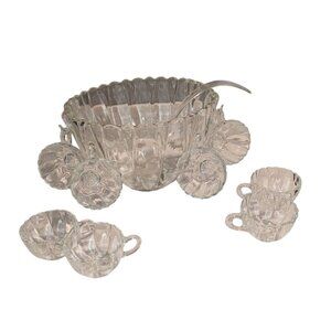 Vintage Edgewood 18-Pc Crystal Punch Set by Hazelware Kmart, popcorn, Holiday